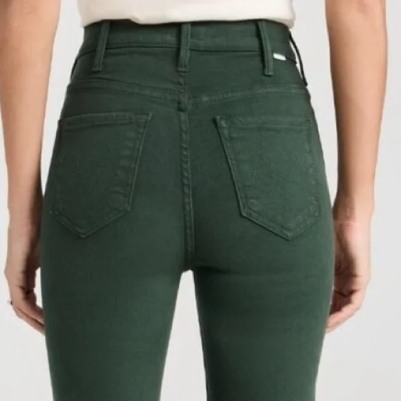 Mother Looker Ankle Fray Skinny Just For Kicks Emerald Green Denim Jeans Size 25 - Picture 10 of 16